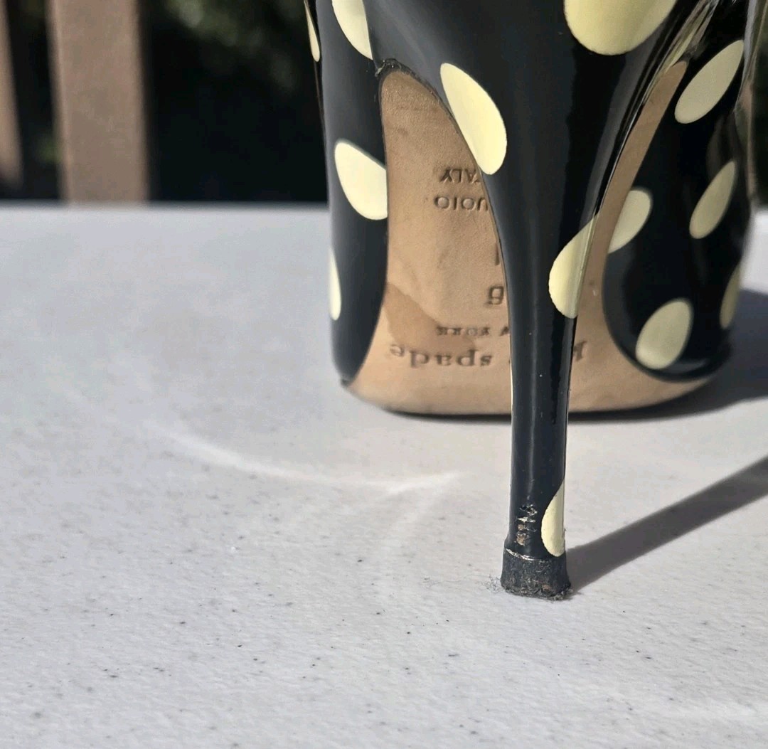 Kate Spade Licorice Shoe Heels Black & White polka dot pointed toe pumps Size 6  thumbnail 10