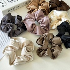 Korean Fashion Big Size Satin Scrunchie Ruffle Elastic Hair Bands Girls Headwear