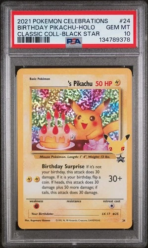 2021 Pokemon Celebrations Birthday Pikachu Holo Black Star #24 PSA 10 GEM MINT