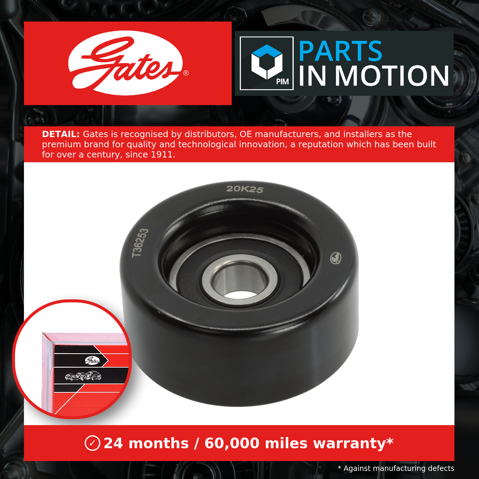 GATES-OE T36253 Deflection/Guide Pulley, V-ribbed belt for HYUNDAI,KIA - Image 3