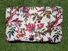 Indian Cotton Hand Block White Bird Dressmaking, Sewing Running Fabric 7 YD US