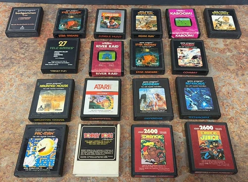 Atari 2600 Game Cartridge Lot Of 16 Titles Pac-Man Donkey Kong Asteroid Defender