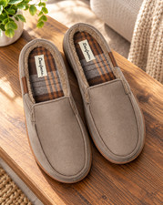 dearfoams cozy comfort pantuflas tipo zueco con muesca para hombre 7-8