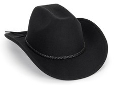 Vintage Western Cowboy Hat for Men Women - Wide Brim Cowgirl Medium, Black H1