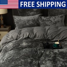 Velvet Duvet Cover Set King Size 3pcs Ultra Soft Breathable Comforter Cover Set