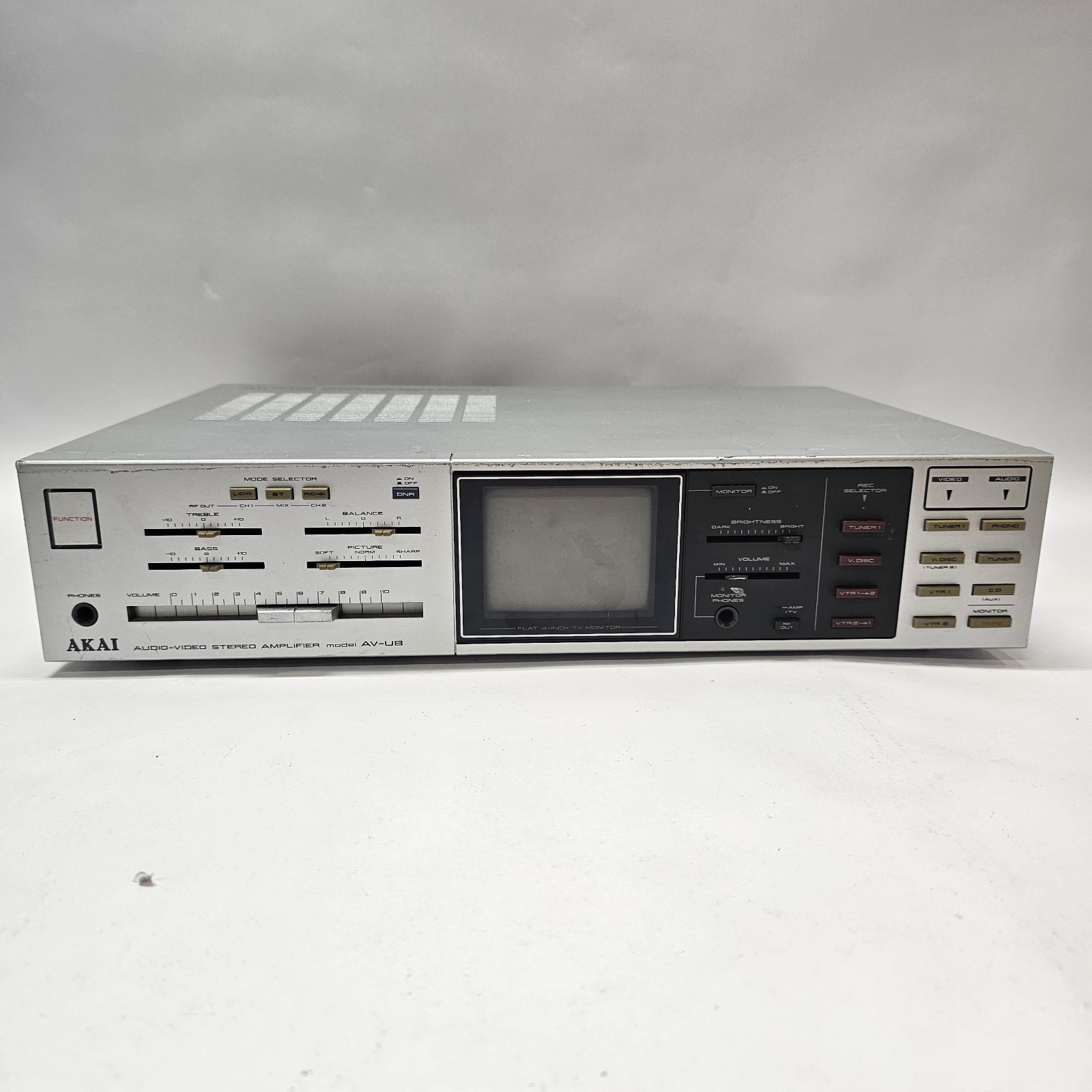 Akai Iconic  AV-U8 Stereo Amplifier With 4" CRT TV Monitor Screen UNTESTED AS IS