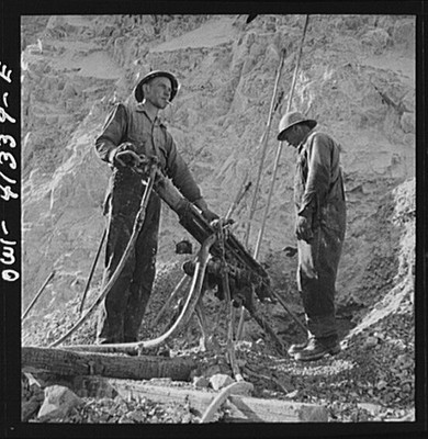 Bingham Canyon Utah 1900s Mining Workers Drilling Blast Holes Rock Drill