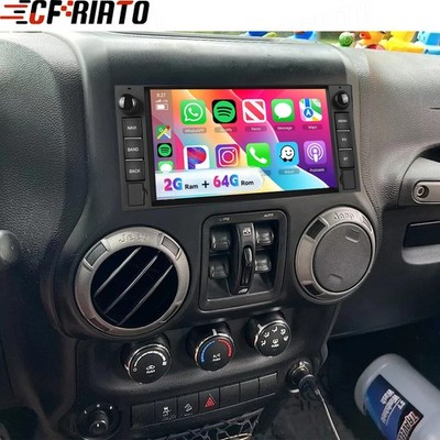 7'' Car Radio Stereo Apple CarPlay Android 15 GPS Nav For Jeep Wrangler 2007-2017