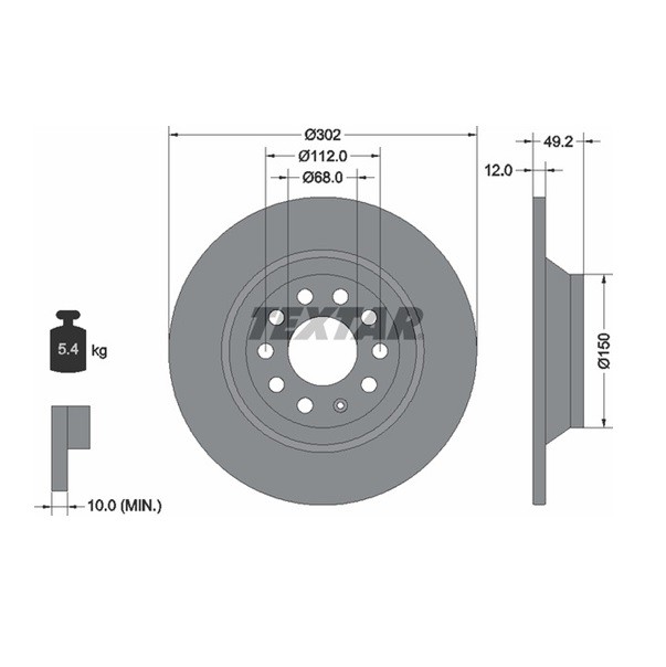 TEXTAR 92132503 Jeu de 2 Disques de Frein Revêtus pour VW Golf et Audi A3