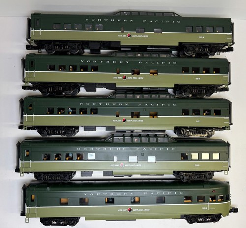 Juego de 5 vagones de pasajeros MTH Premier Northern Pacific aerodinámicos suaves 20-65114 | Condition: Used