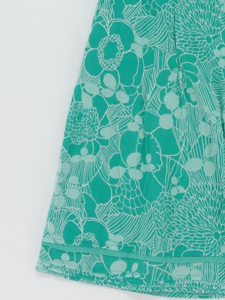 Esprit Women's Midi Skirt UK 8 Green Floral 100% Cotton Midi A-Line - Image 4 of 4