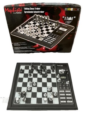 Mephisto sprechender Schachtrainer Saitek Brettspiel Computer funktioniert komplett Level 3
