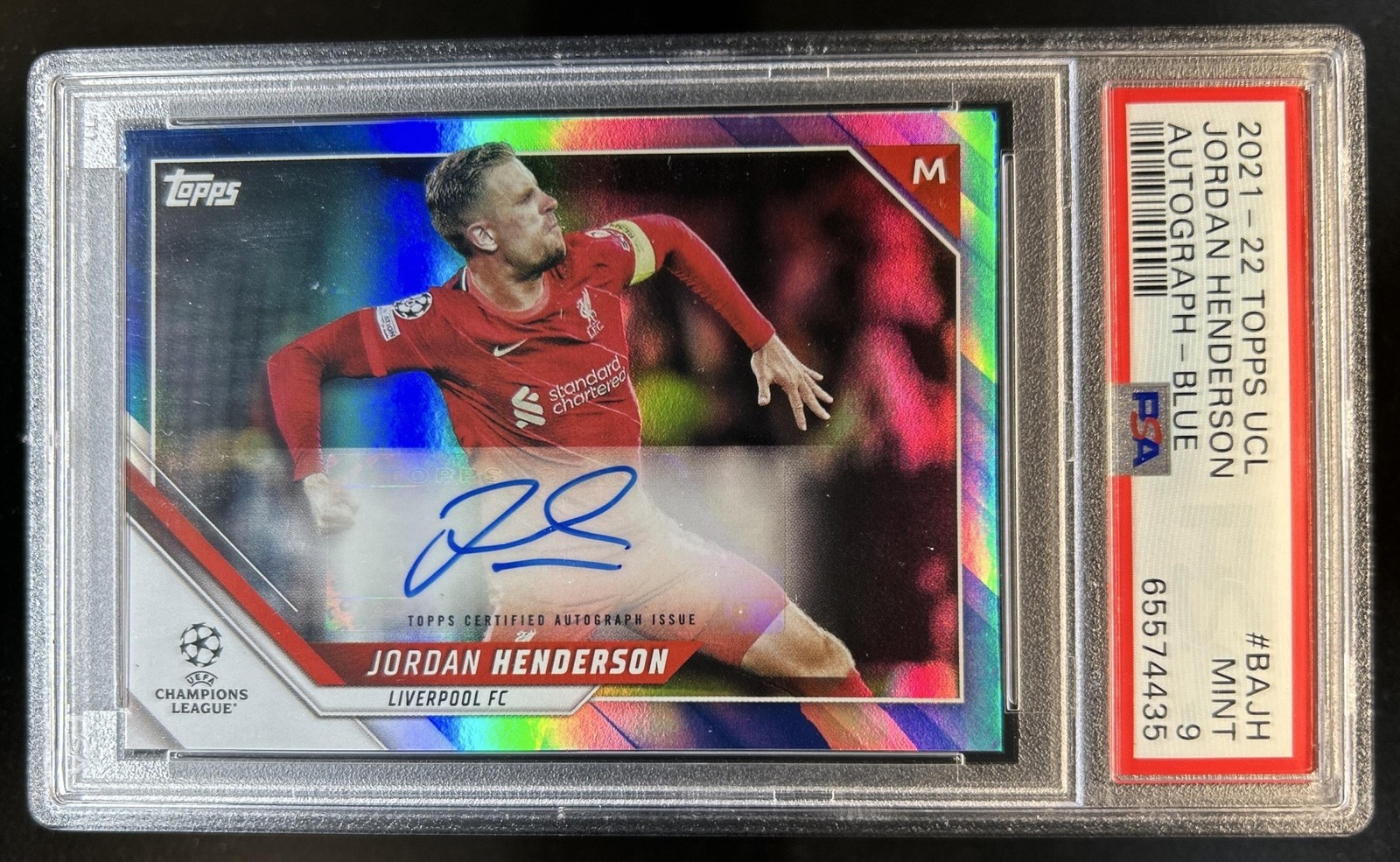 2021 Topps UEFA Jordan Henderson Auto Autograph Blue #/99 Liverpool PSA 9