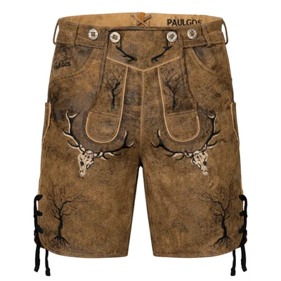 PAULGOS Herren Trachten Lederhose kurz - HK6 ANTIK - Echtes Leder - in 2 Farben  - Bild 1 von 2