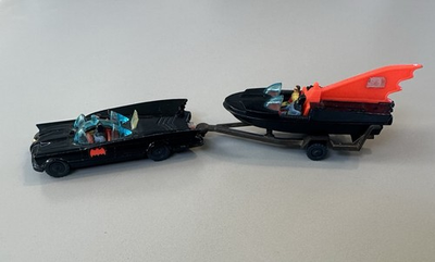 #ad #ad Vintage Batman Husky Corgi Batmobile and Batboat w Batman Robin Figures 1:64 $128.00