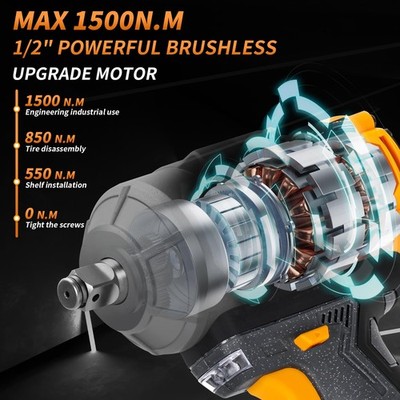 1500Nm Cordless Impact Wrench 1/2