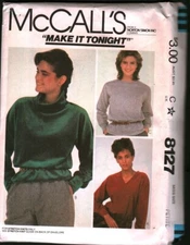 8127 Vintage McCalls SEWING Pattern Misses 1980s Stretch Knit Tops Shirt UNCUT