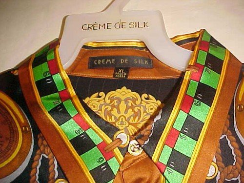 Chemise Homme En Soie 100% Creme De Silk - Motif Nautique Multicolore, Taille XL, Neuve Avec étiquettes