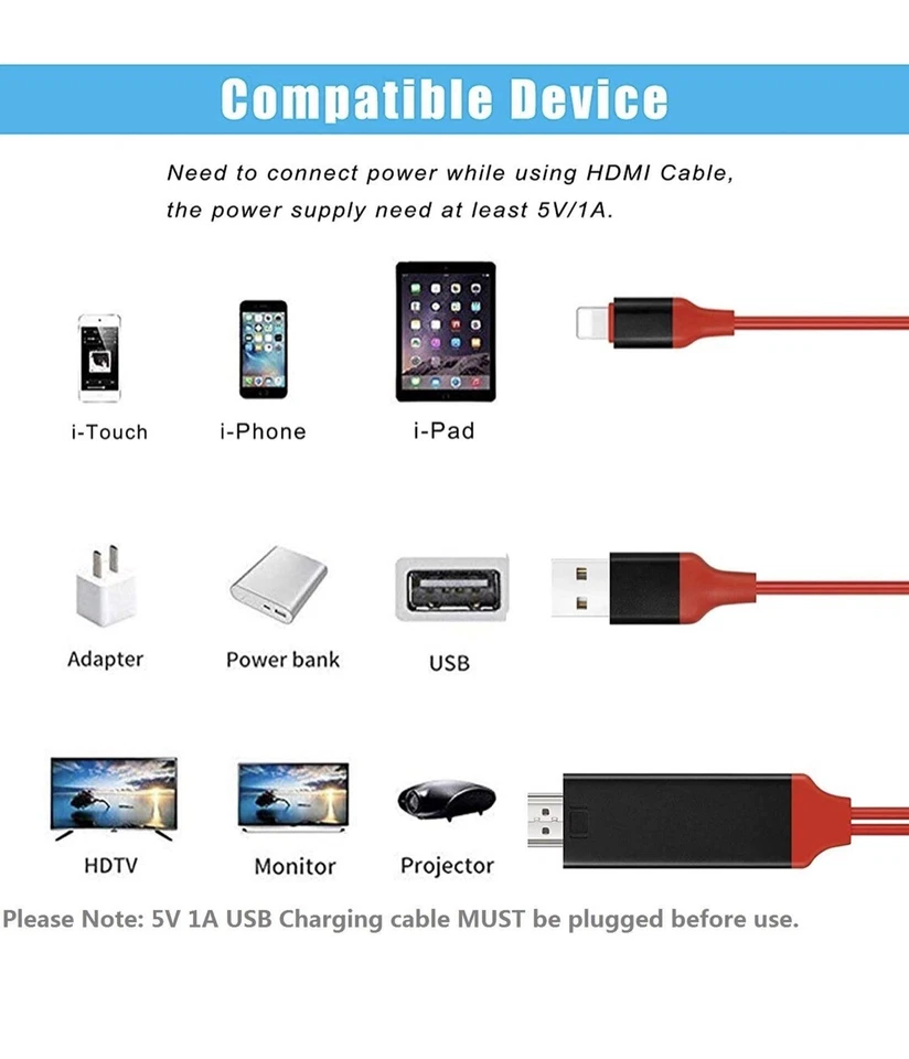 Beleuchtung Kabel auf HDMI, HD TV Kabel für iPhone, iPad Mini Video Adapter - Bild 3 von 4