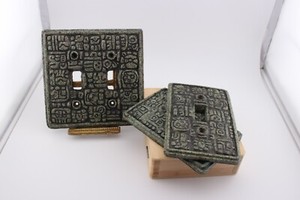 Vintage Aztec or Mayan glyph inspired outlet switch plates Artesania Mexicana