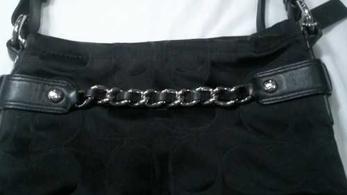 Coach Signature Chain Hobo Crossbody K1173-F18862 Black Purse - Picture 7 of 23