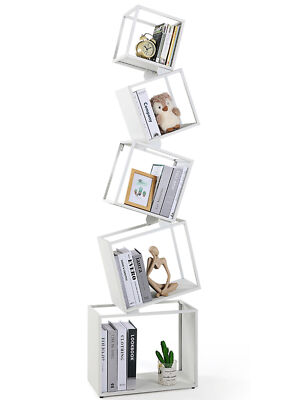 5-Tier Bookcase 67''Tall White Bookshelf Display Shelf for Living Room Study Room