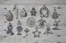 13pc or 5pc Gingerbread Charm Set Lot Collection / Christmas, Candy Cane, House