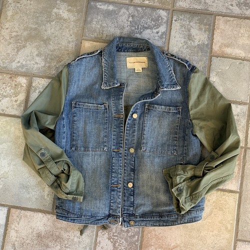 Anthropologie Green Denim Jacket Size 