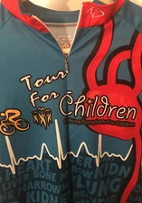 Primal Mens Sz M Cycling Raglan Jersey 2013 H.E.B. Tour for Children Blue