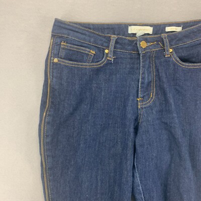 『 TEN DENIM TROUSERS BLUE S 』 Nicki Minaj Jeans Womens 10 Blue Mid Rise Denim Tapered Side Zip