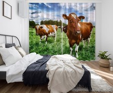 3D Meadow Cows ZHUA4334 Animal Photo Curtain Window Blockout Fabric Amy 2023