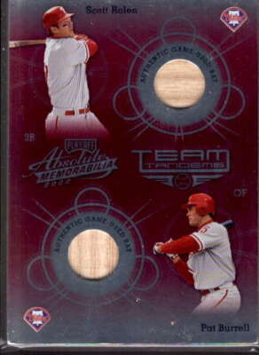 Pat Burrell Bat/Rolen Bat 2002 Absolute Memorabilia Team Tandems Material #TT23 