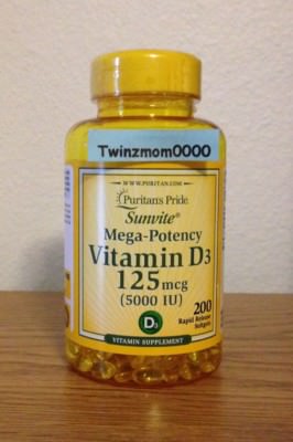 Vitamin D3 5000IU/125mcg 200 Softgels Bones Teeth Immune Support 01/2028
