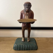 Vintage carved Wooden Monkey holding Tray