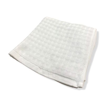 $45 Uchino White Waffle Twist Cotton Wash Cloth Set of 3 | 13''Sq