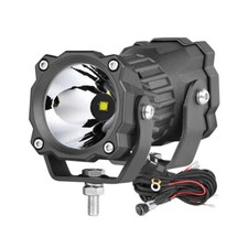 Pair 3 120w Led Round Driving Lights Hyper-spot Bumper Offroad Truck Wiring Kit