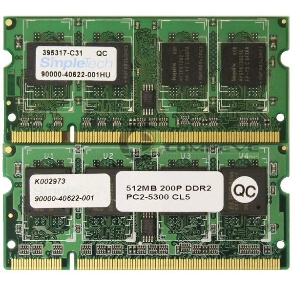 Ordenador DDR2 SDRAM de 512 MB de capacidad por módulo RAM con 2 módulos y 200 pines