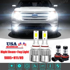 For Ford Explorer 2011-2015 - 4x Combo LED Headlights Fog Light Bulbs Kit WHITE