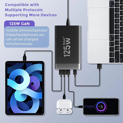 120W /200W  GaN Ladegerät USB Typ C Netzteil PD QC4.0 Laptop Handy Adapter DHL