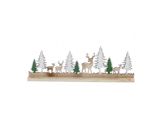 Festive 30cm Wooden Winter Scene with Reindeer P036271