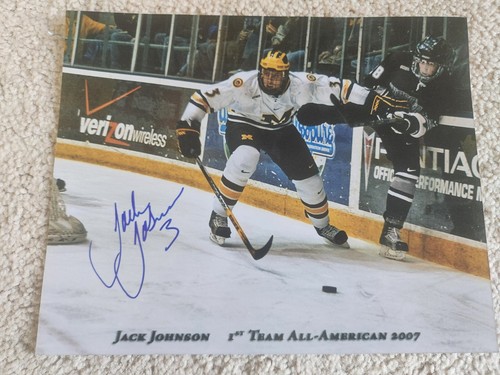 Michigan Wolverines Hockey Defenseman Jack Johnson Autographed 8 x 10 Photo COA