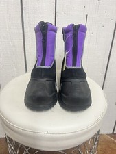 Itasca Snow Stomper Boots Youth Size 4 Black Purple Zip Front Bin S28