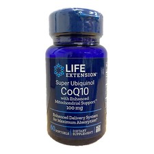 Life Extension CoQ10 Super Ubiquinol w/Mitochondrial Support 100 mg.,60 Softgels