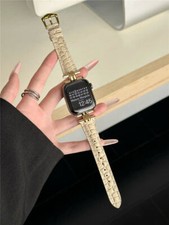 Genuine Leather Crocodil Strap for Apple Watch Ultra 9 8 7 6 5 Steel Buckle Band