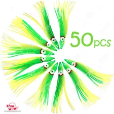 50pcs Chartreuse 4.75" Fishing Squid Skirts Octopus 12cm fish Soft Lure Hoochies