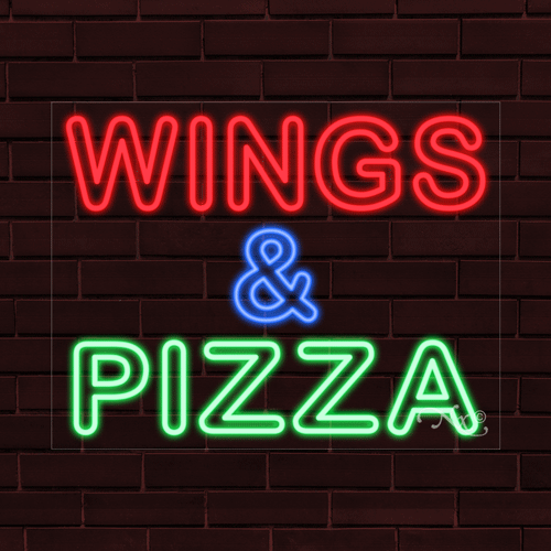 BRAND NEW "WINGS & PIZZA" 28x22x1 INCH LED FLEX WINDOW/WALL INDOOR SIGN 31795 - Picture 1 of 1