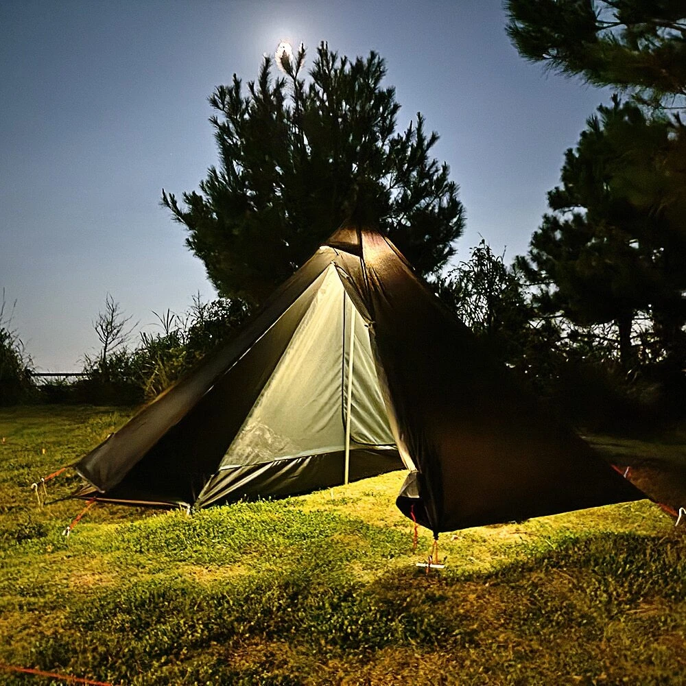 Camping Tent with Chimney Window Outdoor Ultralight Tipi Pyramid Double  Layer US | eBay