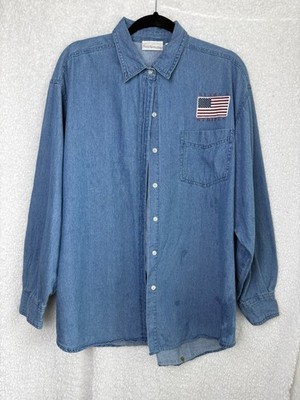 VTG Mens Red, White & Blue International Paris Sport Club Long Sleeve Denim XL