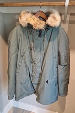 VINTAGE Military Extreme Cold Weather Parka Jacket Type N-3B Large Fur Hood