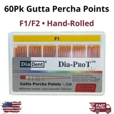 Dia-Pro T 60Pcs Gutta Percha Points F1 F2 ISO Standardized Hand Rolled Dental